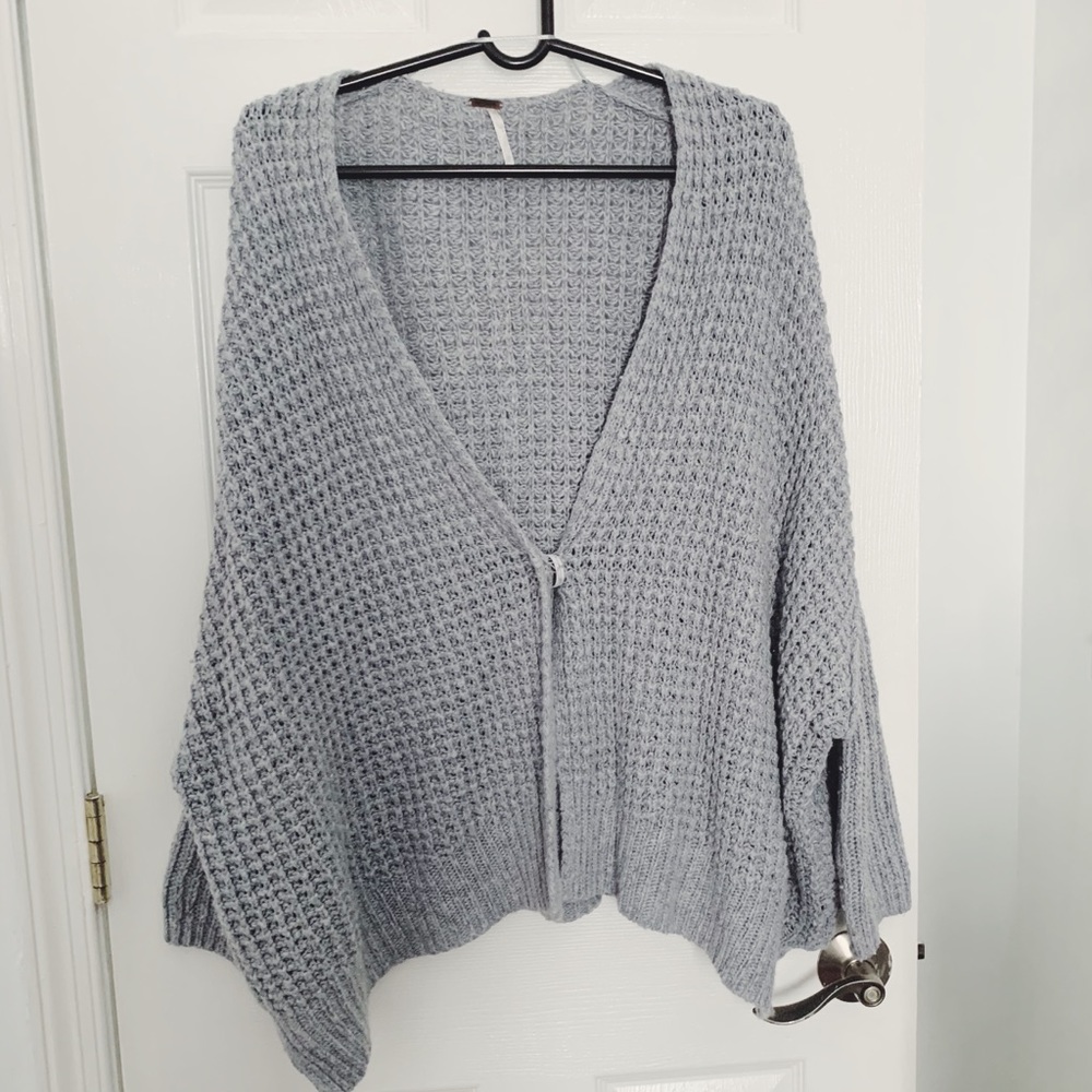 Free People Ash Blue Oversized Cardigan Sweater